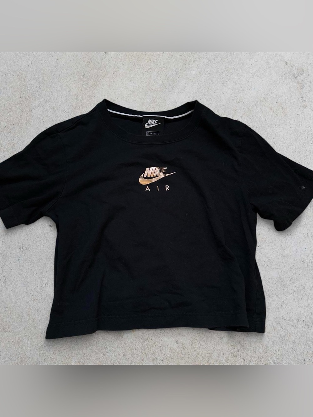 Nike Air Black Cropped Tee with Metallic Logo Detail